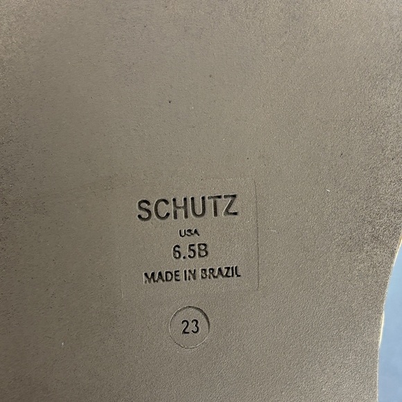 🔥🔥🔥SCHUTZ Tan Slide Sandals with Gold Accent Size: 6.5B🔥🔥🔥 - Picture 10 of 10